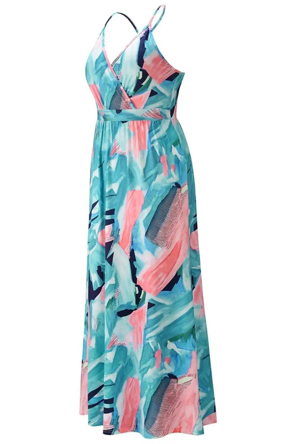 Crisscross Printed Surplice Cami Dress - Trendsi - Flyclothing LLC