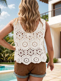 Openwork Round Neck Knit Vest - Trendsi - Flyclothing LLC