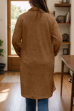 Full Size One Button Long Sleeve Longline Plush Coat - Trendsi - Flyclothing LLC