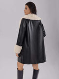 Fuzzy Long Sleeve Longline Coat - Trendsi - Flyclothing LLC