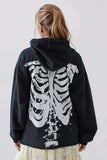 Skeleton Zip Up Drawstring Hoodie - Trendsi - Flyclothing LLC