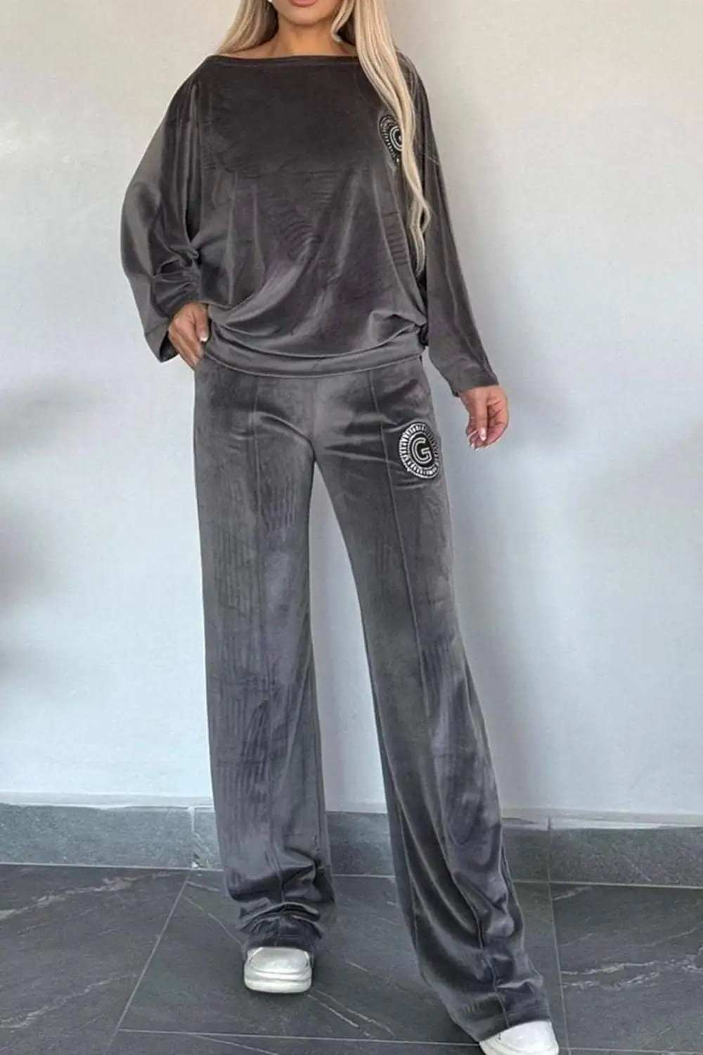 Full Size Boat Neck Long Sleeve Top and Pants Set - Trendsi - Flyclothing LLC