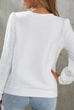 Textured Round Neck Long Sleeve Top - Trendsi - Flyclothing LLC