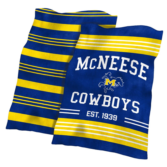 McNeese State Colorblock Plush Blanket - Logo Brands - Flyclothing LLC