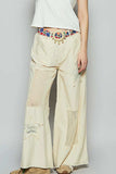 POL Raw Hem Star Patch Wide leg Pants - Trendsi - Flyclothing LLC