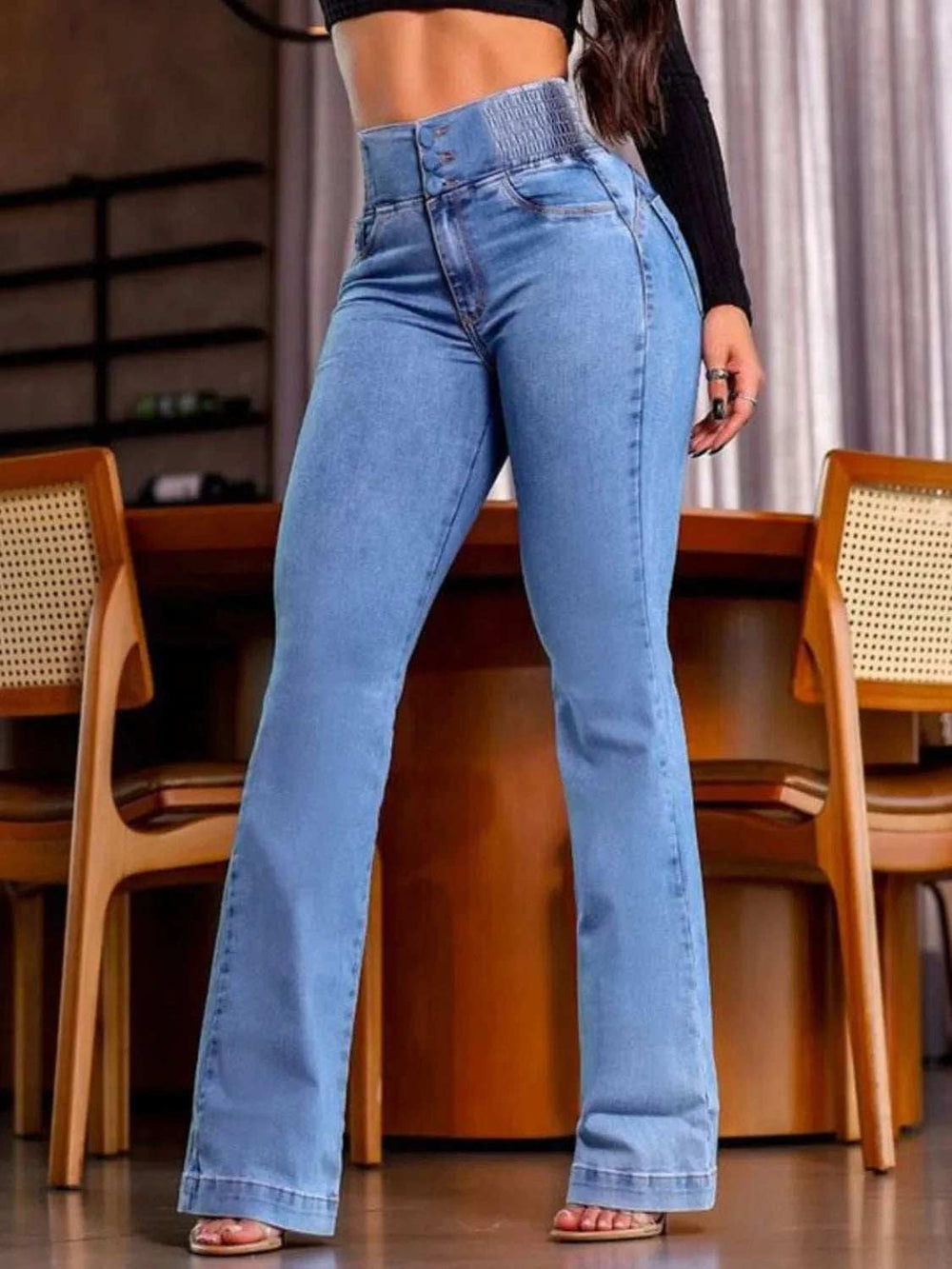 High Rise Bootcut Jeans - Trendsi - Flyclothing LLC