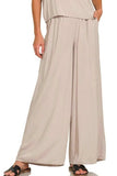 Zenana Round Neck T-Shirt and Wide Leg Pants Set - Trendsi - Flyclothing LLC