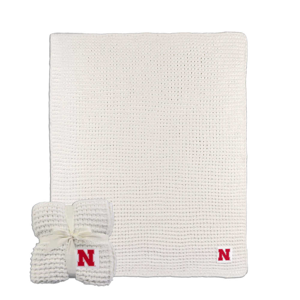 Nebraska Cable Knit Throw 50x60 - Logo Brands - Flyclothing LLC