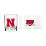 Nebraska 14oz Letterman Rocks Glass - Logo Brands - Flyclothing LLC