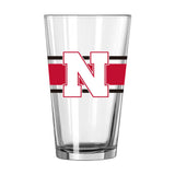 Nebraska 16oz Stripe Pint Glass - Logo Brands - Flyclothing LLC