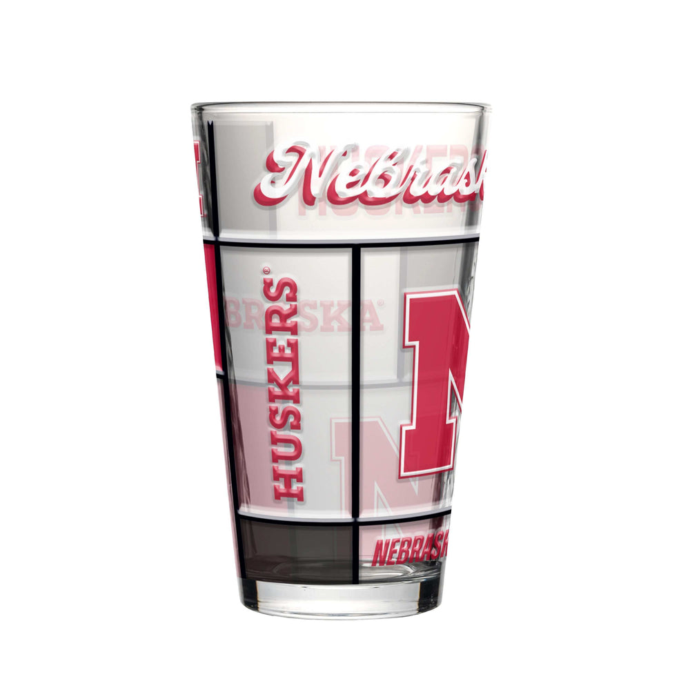 Nebraska 16oz Quilted Stained Pint Glass - Logo Brands - Flyclothing LLC