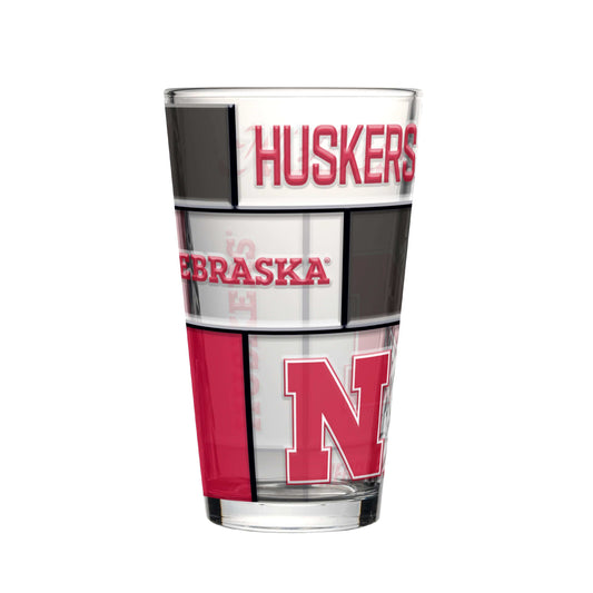 Nebraska 16oz Quilted Stained Pint Glass - Logo Brands - Flyclothing LLC