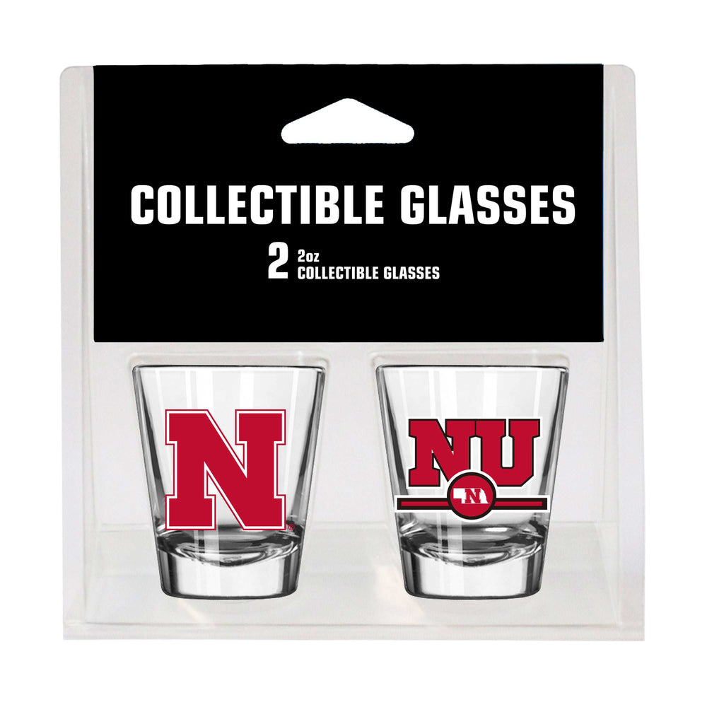 Nebraska Campus Colors 2oz Letterman Shot Glass 2 Pack - Logo Brands - Flyclothing LLC