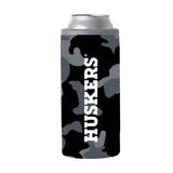 Nebraska Black Camo 12oz Slim Can Coolie - Logo Brands - Flyclothing LLC