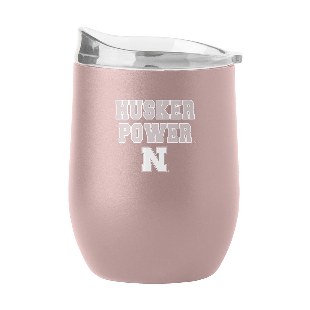 Nebraska 16oz Stencil Powder Coat Curved Beverage - Logo Brands - Flyclothing LLC