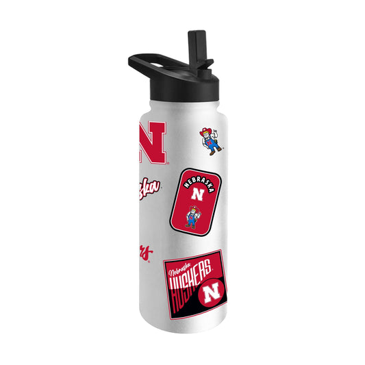 Nebraska 34oz White Dreamweave Quencher Bottle - Logo Brands - Flyclothing LLC