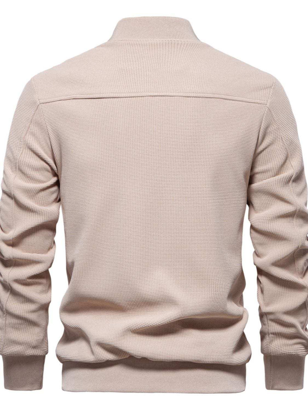 Men's Waffle Knit Baseball Collar Zip Up Jacket - Trendsi - Flyclothing LLC
