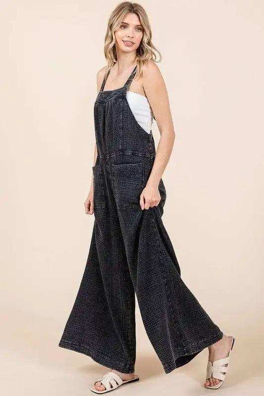 Mittoshop Textured Wide Leg Overalls - Trendsi - Flyclothing LLC