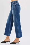 RISEN Full Size Mid Rise Crop Wide Raw Cut Hem Jeans Plus Size - Trendsi - Flyclothing LLC