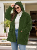 Plus Size Zip Up Long Sleeve Hooded Outerwear - Trendsi - Flyclothing LLC