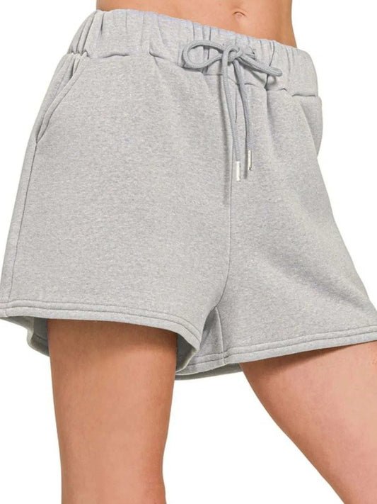Zenana Fleece Drawstring Short Pants With Pockets - Trendsi - Flyclothing LLC
