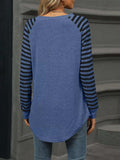 Striped Round Neck Raglan Sleeve T-Shirt - Trendsi - Flyclothing LLC