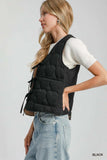 Umgee Heart Quilted Tie-Front Vest - Trendsi - Flyclothing LLC