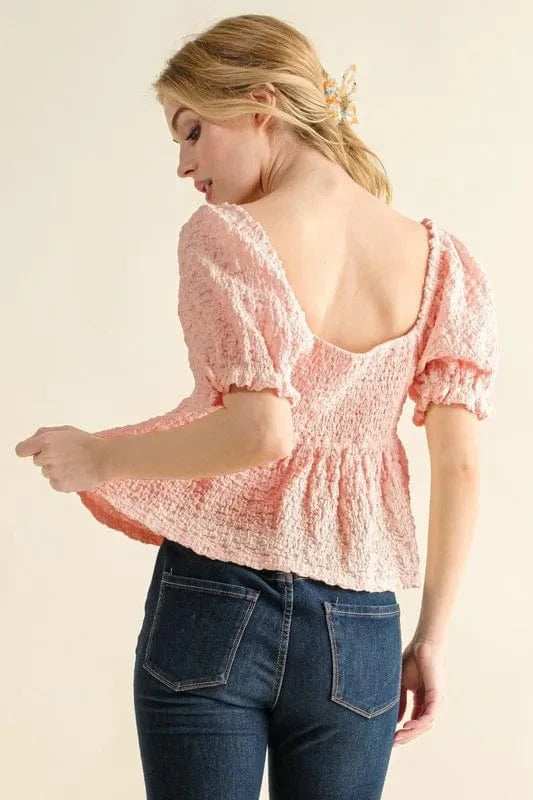 And The Why Lovely Textured and Smocked Top - Trendsi - Flyclothing LLC