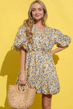 And The Why Full Size Floral Surplice Puff Sleeve Dress - Trendsi - Flyclothing LLC
