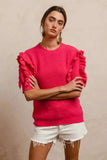 BiBi Ruffle Sleeve Ribbed Sweater - Trendsi - Flyclothing LLC