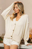 BiBi V-Neck Button Up Dropped Shoulder Cardigan - Trendsi - Flyclothing LLC