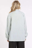 Mittoshop Button Down Striped Long Sleeve Shirt - Trendsi - Flyclothing LLC