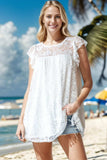 Heimish Full Size Round Neck Cap Sleeve Lace Top - Trendsi - Flyclothing LLC