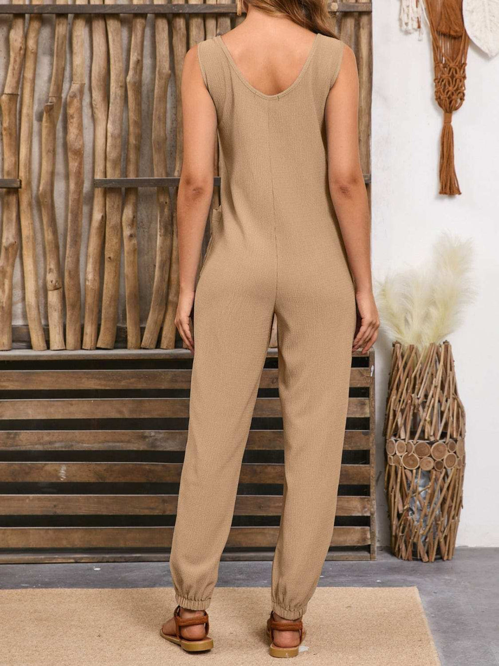 Wide Strap Jumpsuit with Pockets - Trendsi - Flyclothing LLC