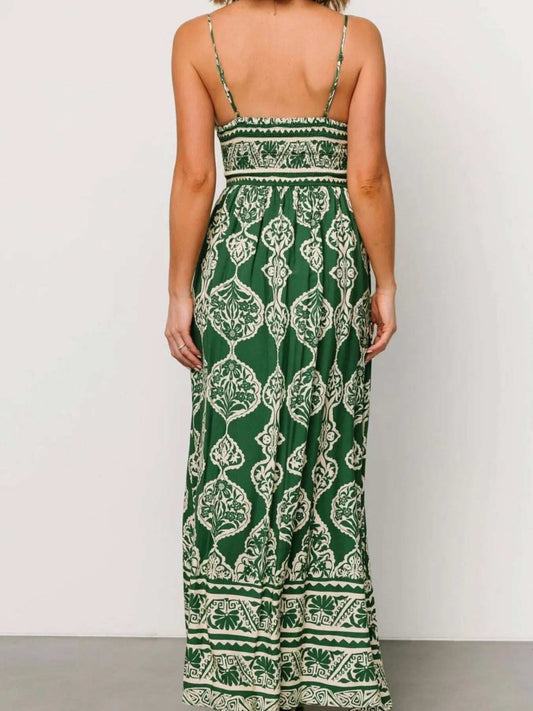 Printed V-Neck Maxi Cami Dress - Trendsi - Flyclothing LLC