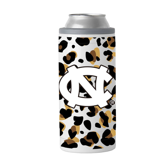 North Carolina 12oz Neutral Leopard Slim Can Coolie - Logo Brands - Flyclothing LLC