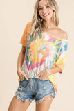 BiBi Tie Dye Print Short Sleeve T-Shirt with Raglan Sleeves - Trendsi - Flyclothing LLC