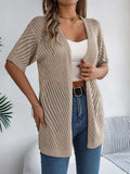 Openwork Open Front Half Sleeve Cardigan - Trendsi - Flyclothing LLC