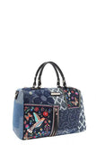 Nicole Lee USA Bosque De Amor Denim Boston Bag - Trendsi - Flyclothing LLC