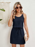 Eyelet Scoop Neck Sleeveless Dress - Trendsi - Flyclothing LLC