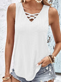 Eyelet Wide Strap Tank - Trendsi - Flyclothing LLC