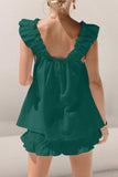 Ruffled Square Neck Top and Shorts Set - Trendsi - Flyclothing LLC