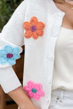 Flower Dropped Shoulder Long Sleeve Cardigan - Trendsi - Flyclothing LLC