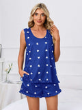 Heart Scoop Neck Tank and Shorts Lounge Set - Trendsi - Flyclothing LLC