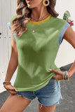 Contrast Trim Ribbed Knit Sleeveless Top - Trendsi - Flyclothing LLC
