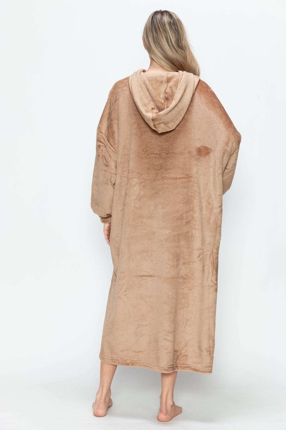 Double Take Full Size Pocketed Hooded Midi Lounge Dress - Trendsi - Flyclothing LLC