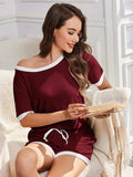 Ribbed Round Neck Top and Shorts Set - Trendsi - Flyclothing LLC