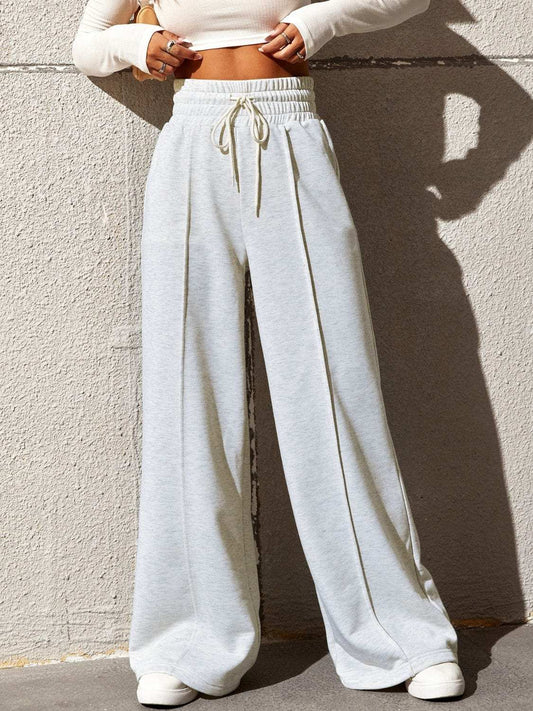 Honey Drawstring Elastic Waist Wide Leg Pants - Trendsi - Flyclothing LLC