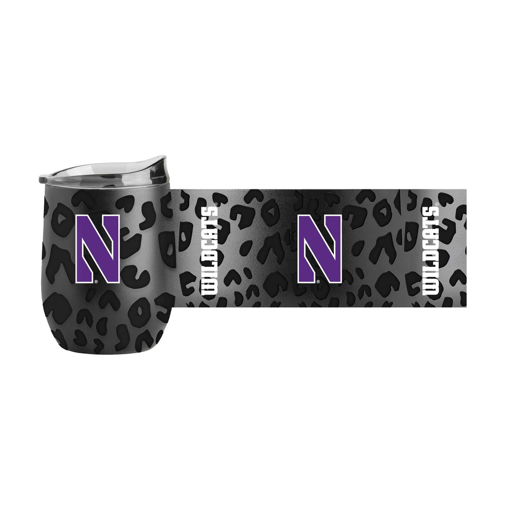 Northwestern Leopard 16oz Black Powdercoat Curved Beverage - Logo Brands - Flyclothing LLC
