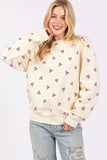 SAGE + FIG Heart Printed Contrast Long Sleeve Sweatshirt - Trendsi - Flyclothing LLC